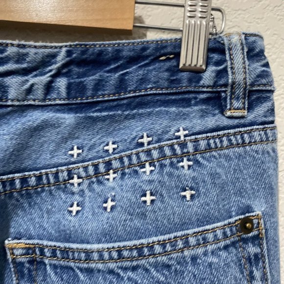 KSubi Blue Women’s Jeans Size 30” X 27 Raw Hem Chlo wasted Bae Blue high Waist - Picture 2 of 16